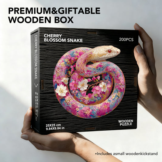 Cherry Blossom Snake Wooden Jigsaw Puzzle