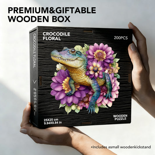 Crocodile Floral Wooden Jigsaw Puzzle