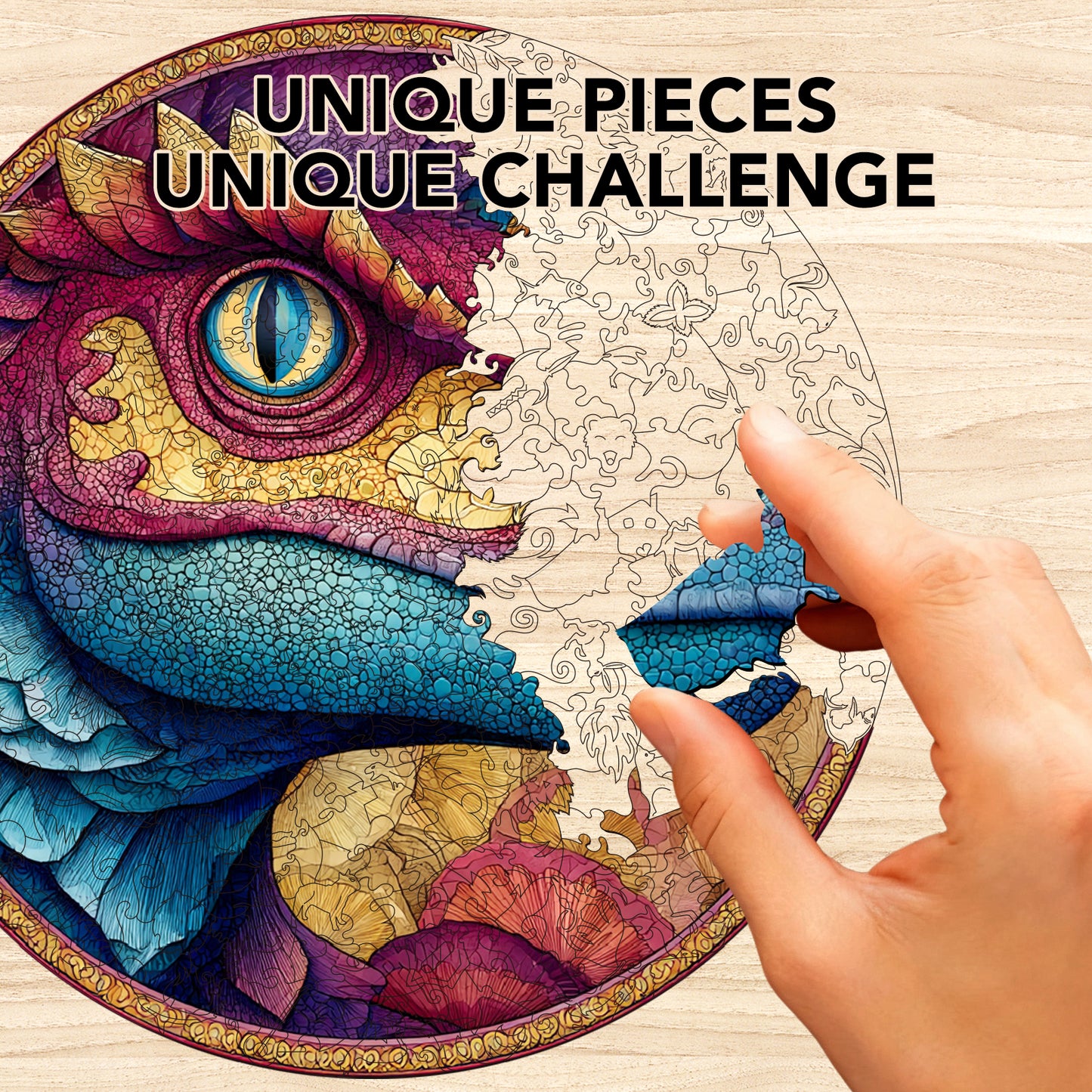 Colorful Dragon Eye Rhythm Wooden Jigsaw Puzzle