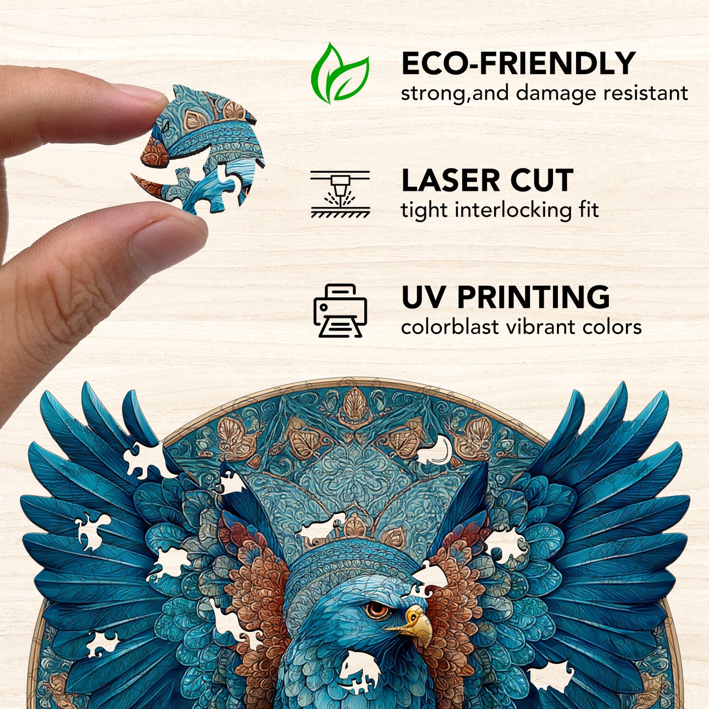 Blue Eagle's Heavenly Might Wooden Jigsaw Puzzle