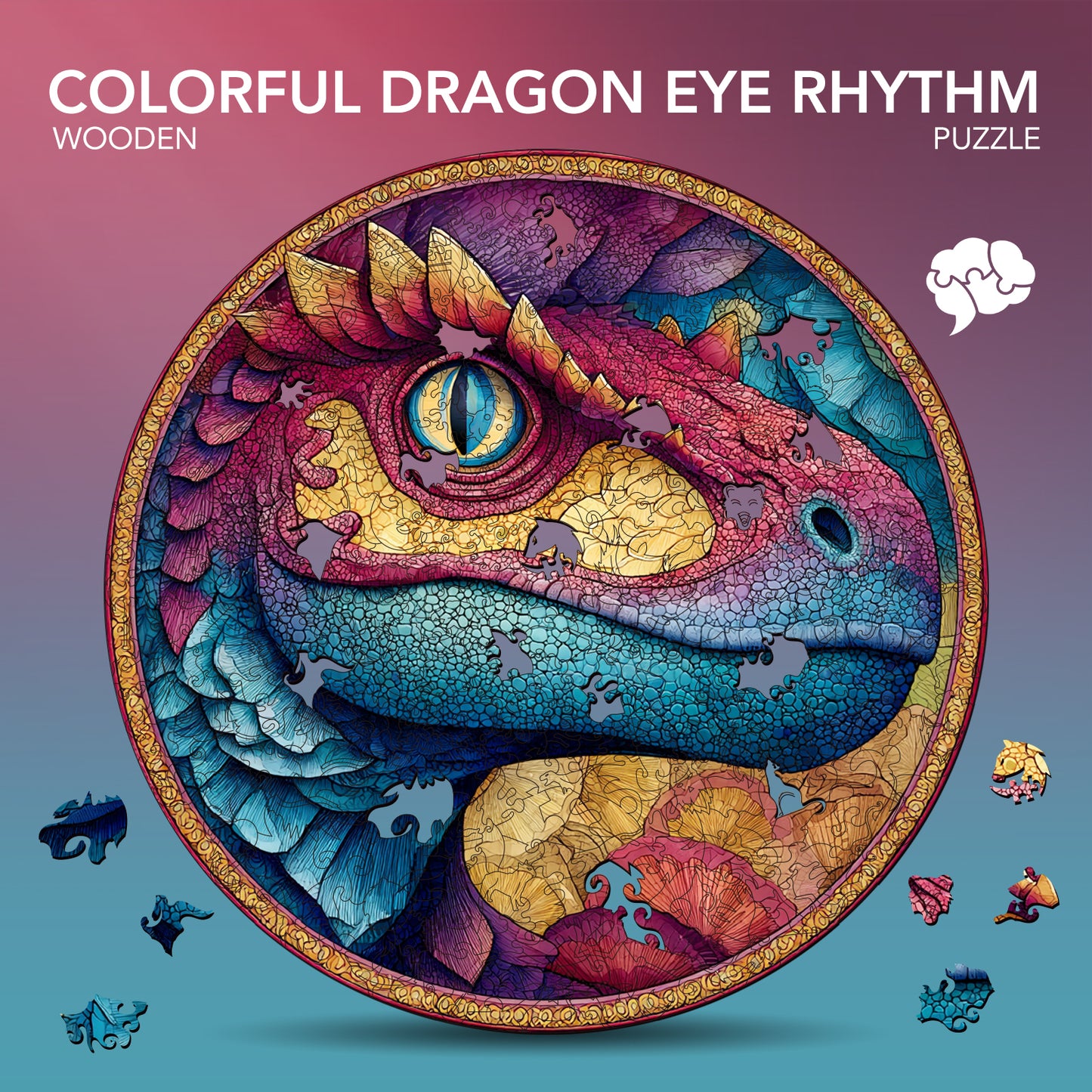 Colorful Dragon Eye Rhythm Wooden Jigsaw Puzzle