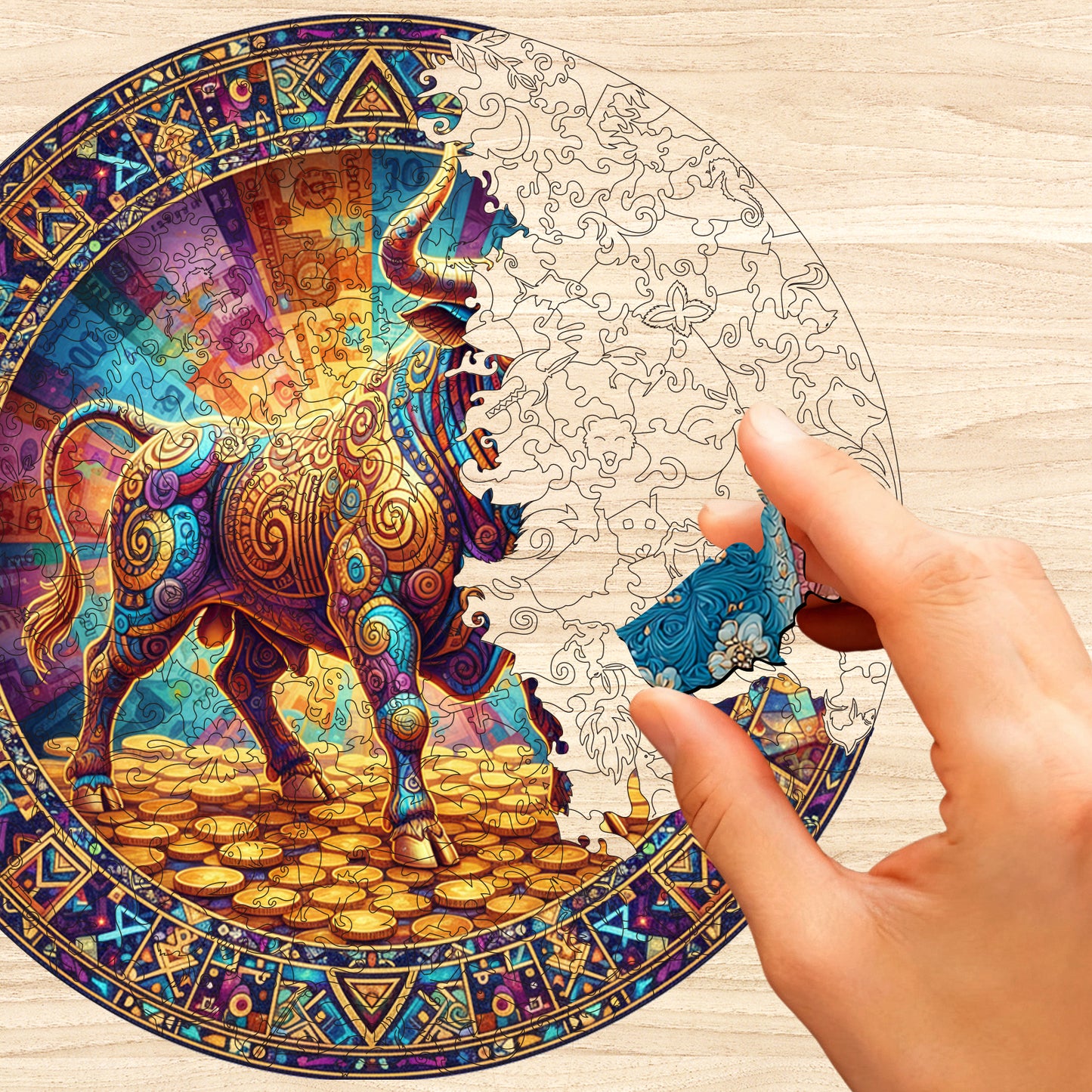 Prosperous Bull Wooden Jigsaw Puzzle