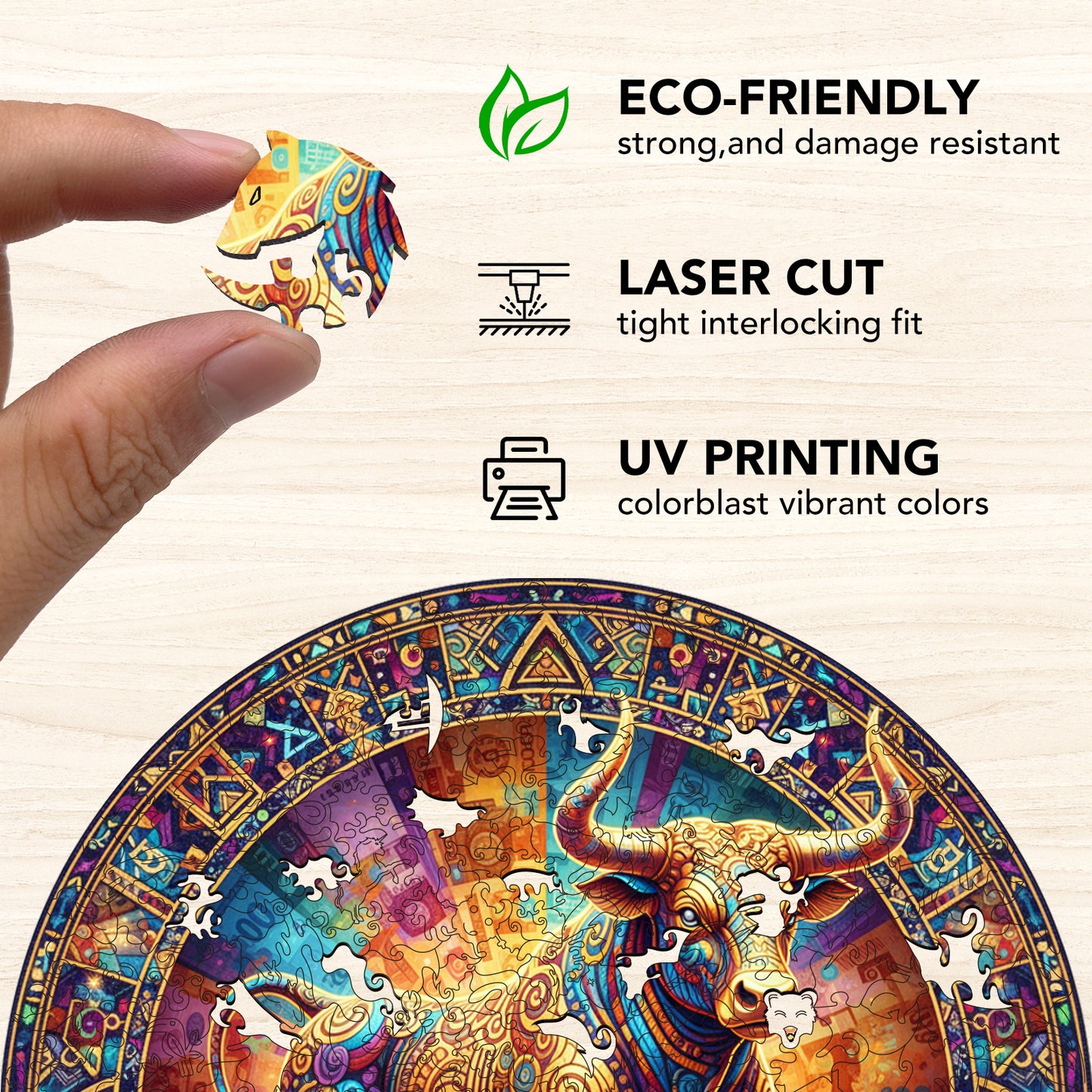 Prosperous Bull Wooden Jigsaw Puzzle