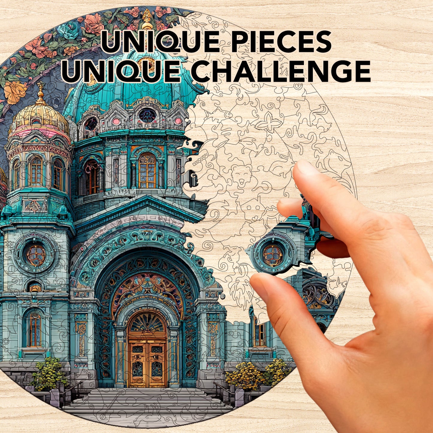Domed Floral Holy Edifice Wooden Jigsaw Puzzle