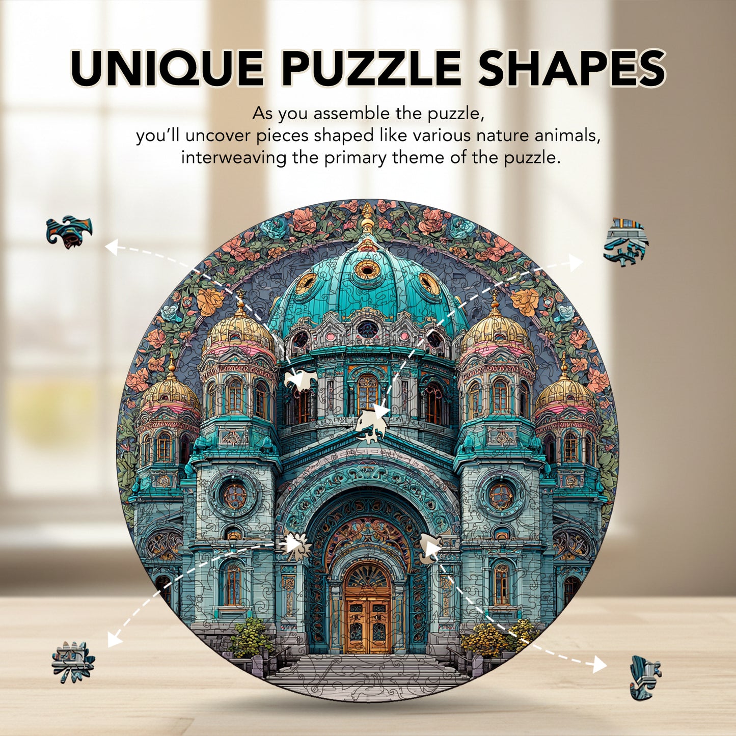 Domed Floral Holy Edifice Wooden Jigsaw Puzzle