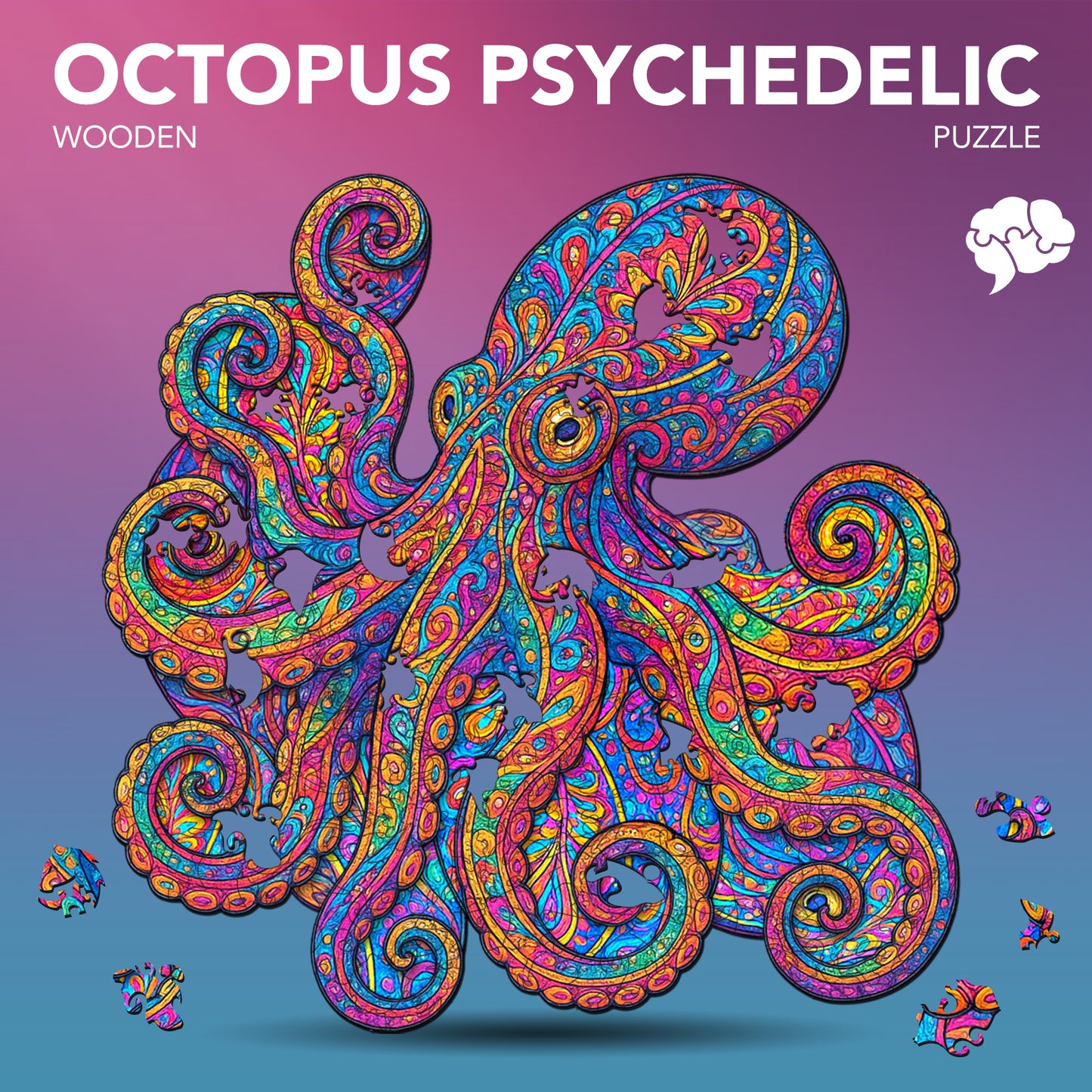 Psychedelic Octopus Wooden Jigsaw Puzzle