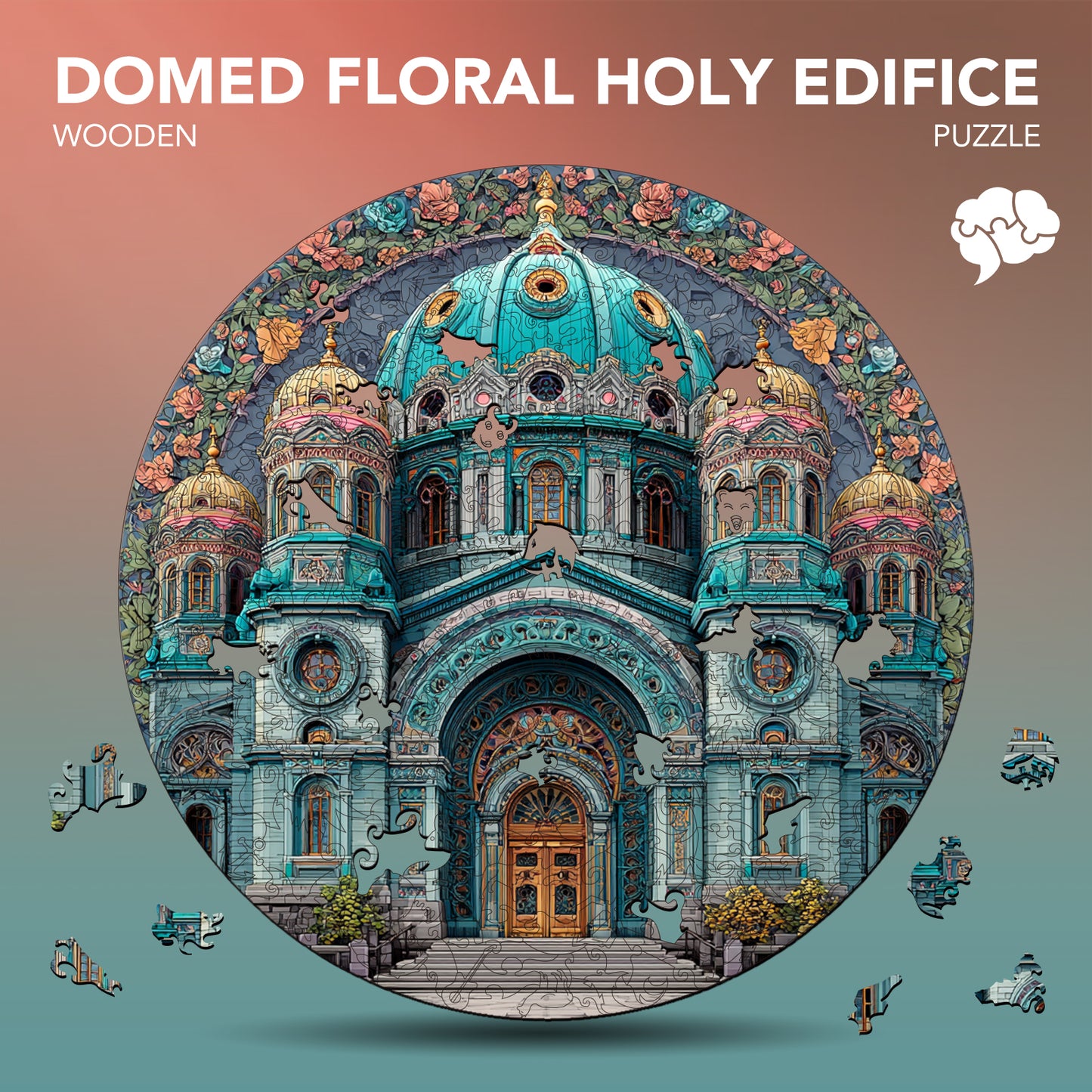 Domed Floral Holy Edifice Wooden Jigsaw Puzzle