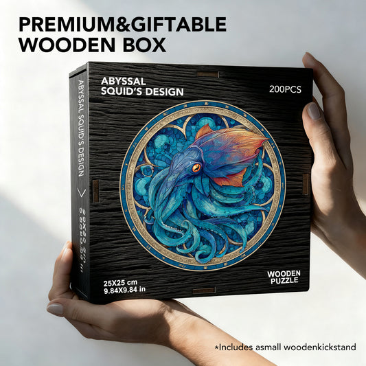 Abyssal Squid's Design Wooden Jigsaw Puzzle