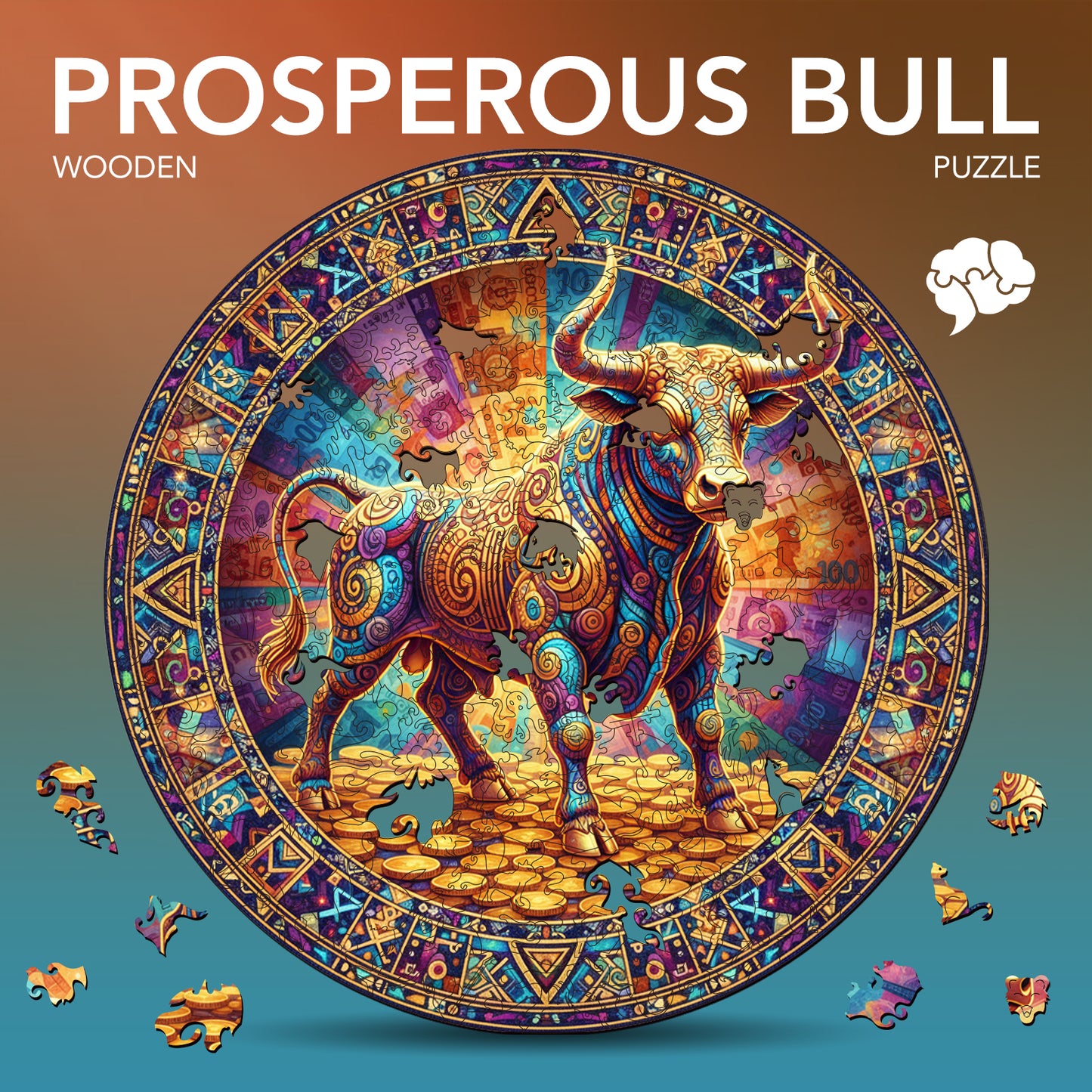 Prosperous Bull Wooden Jigsaw Puzzle
