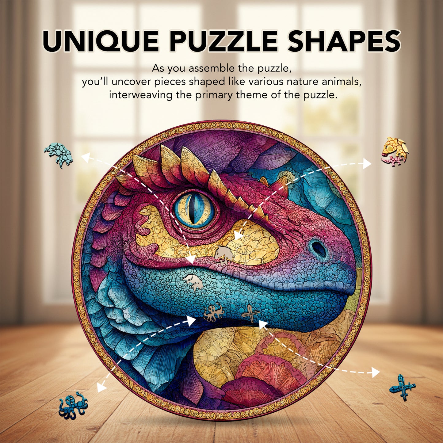 Colorful Dragon Eye Rhythm Wooden Jigsaw Puzzle