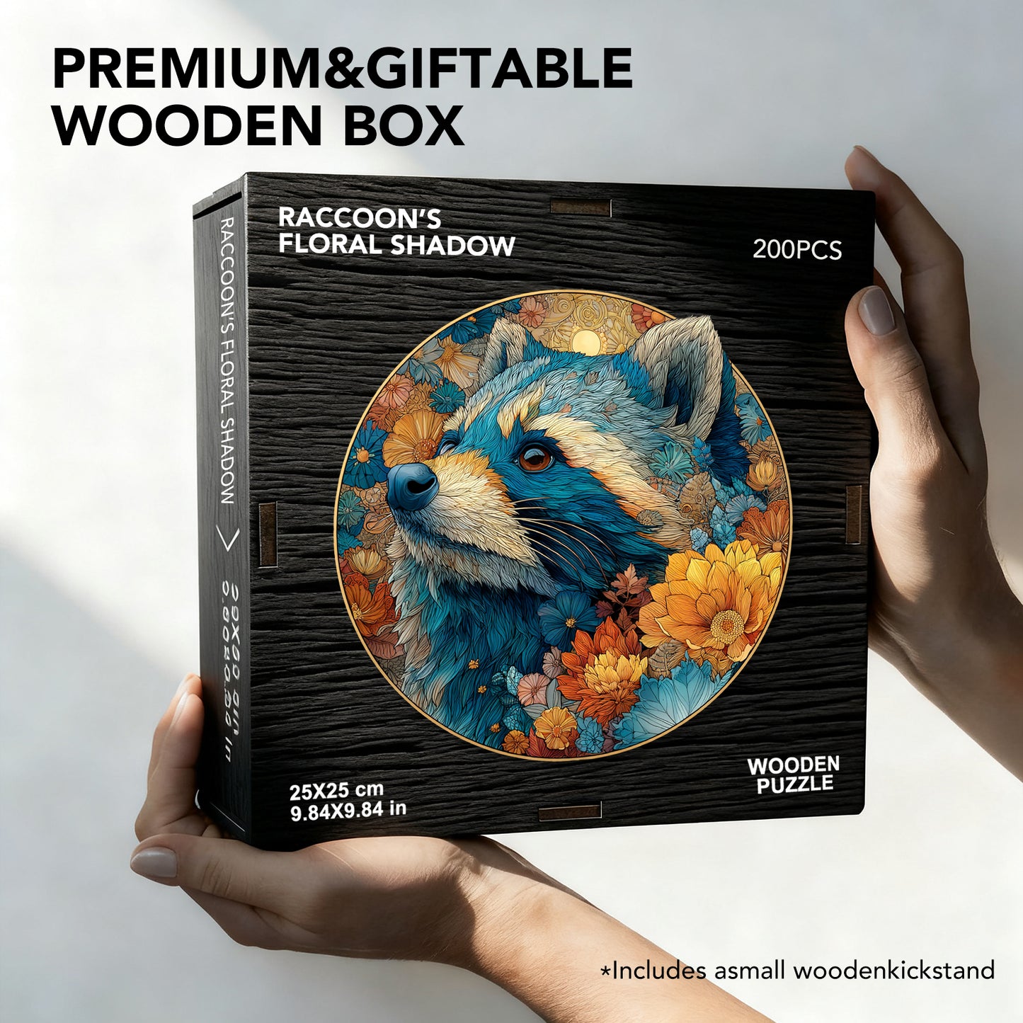 Raccoon's Floral Shadow Wooden Jigsaw Puzzle