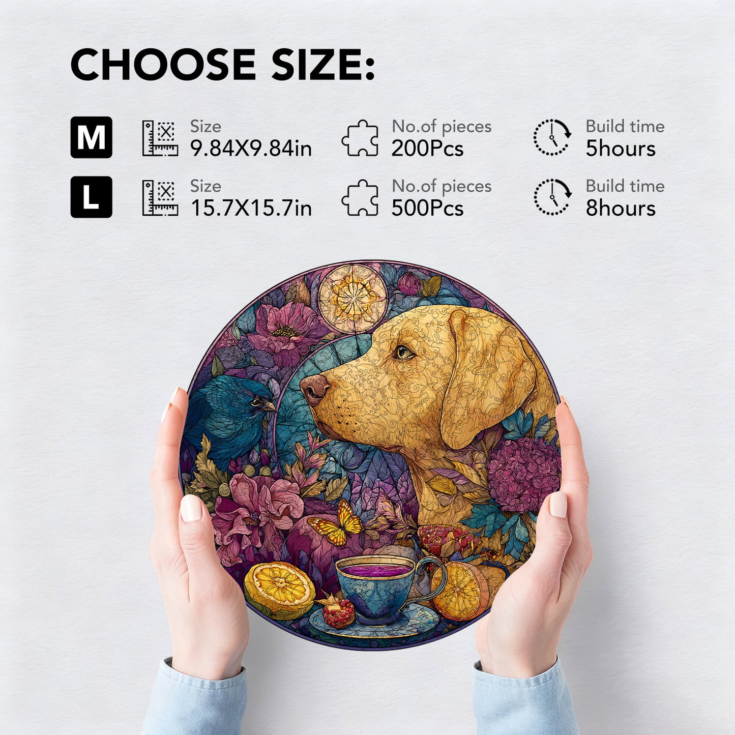 Cute Dog Tea Ceremony Wooden Jigsaw Puzzle