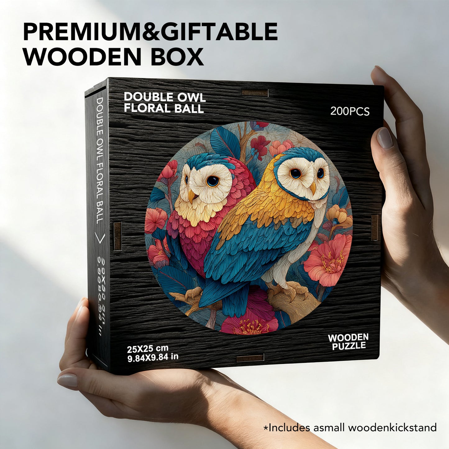 Double Owl Floral Ball Wooden Jigsaw Puzzle
