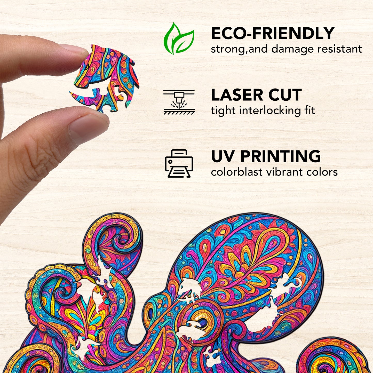 Psychedelic Octopus Wooden Jigsaw Puzzle