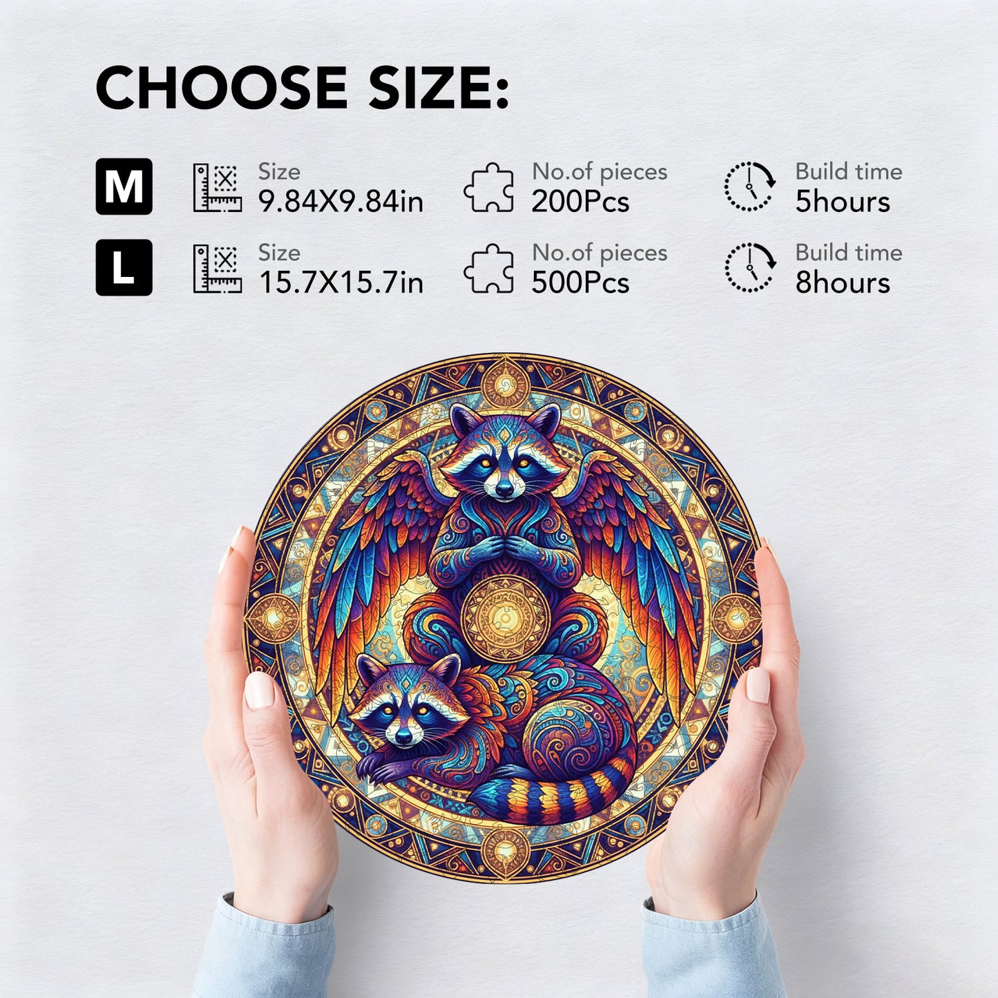 Emanating Raccoon Wooden Jigsaw Puzzle