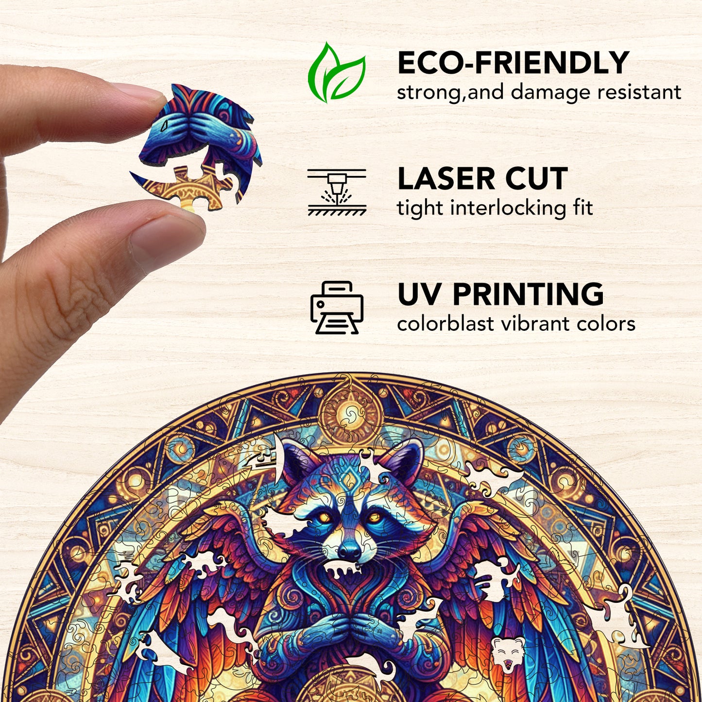 Emanating Raccoon Wooden Jigsaw Puzzle