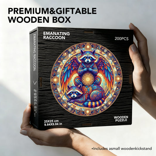 Emanating Raccoon Wooden Jigsaw Puzzle
