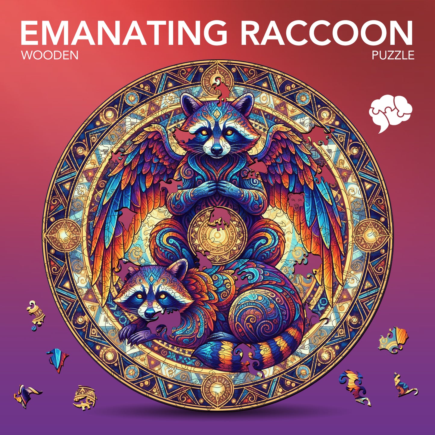 Emanating Raccoon Wooden Jigsaw Puzzle