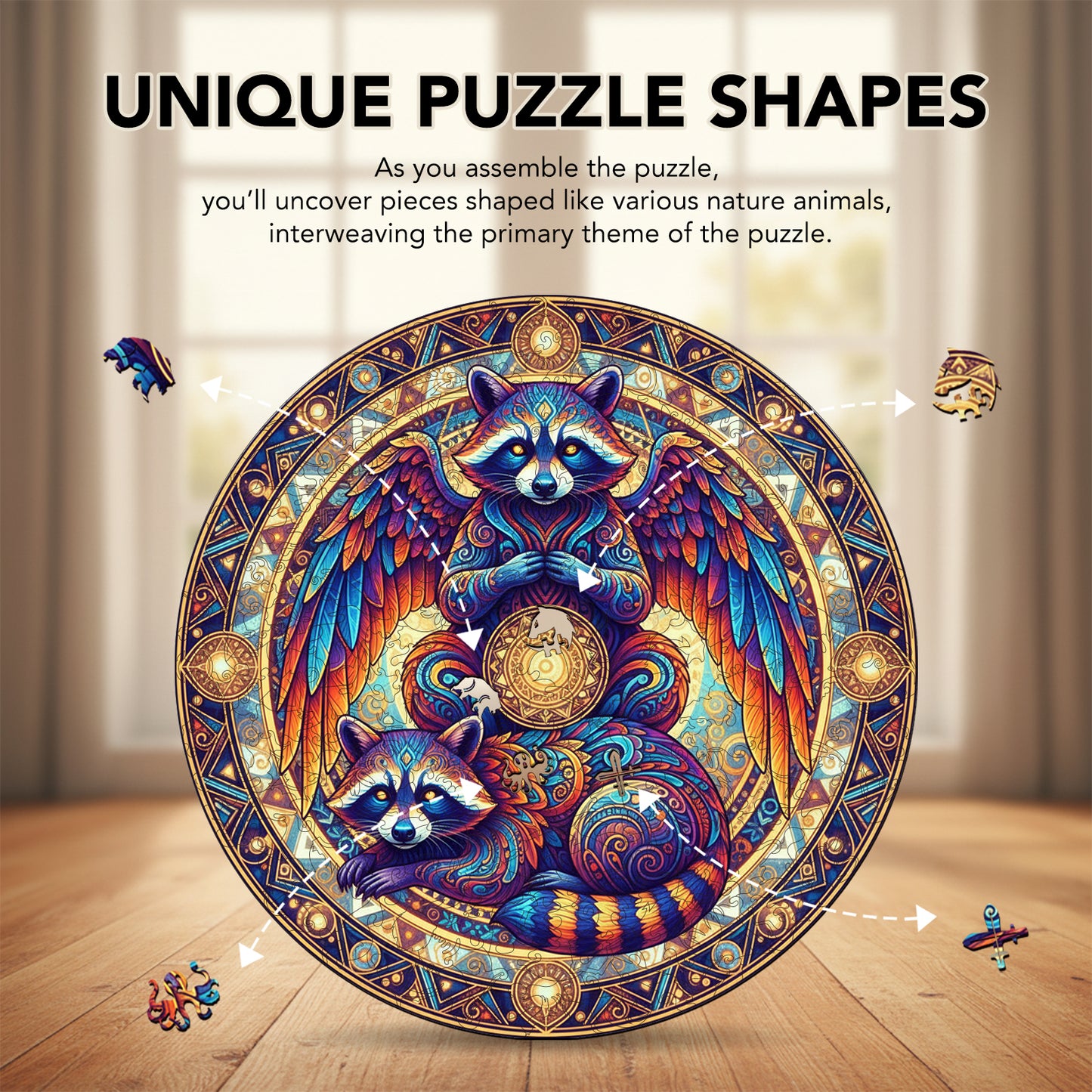 Emanating Raccoon Wooden Jigsaw Puzzle