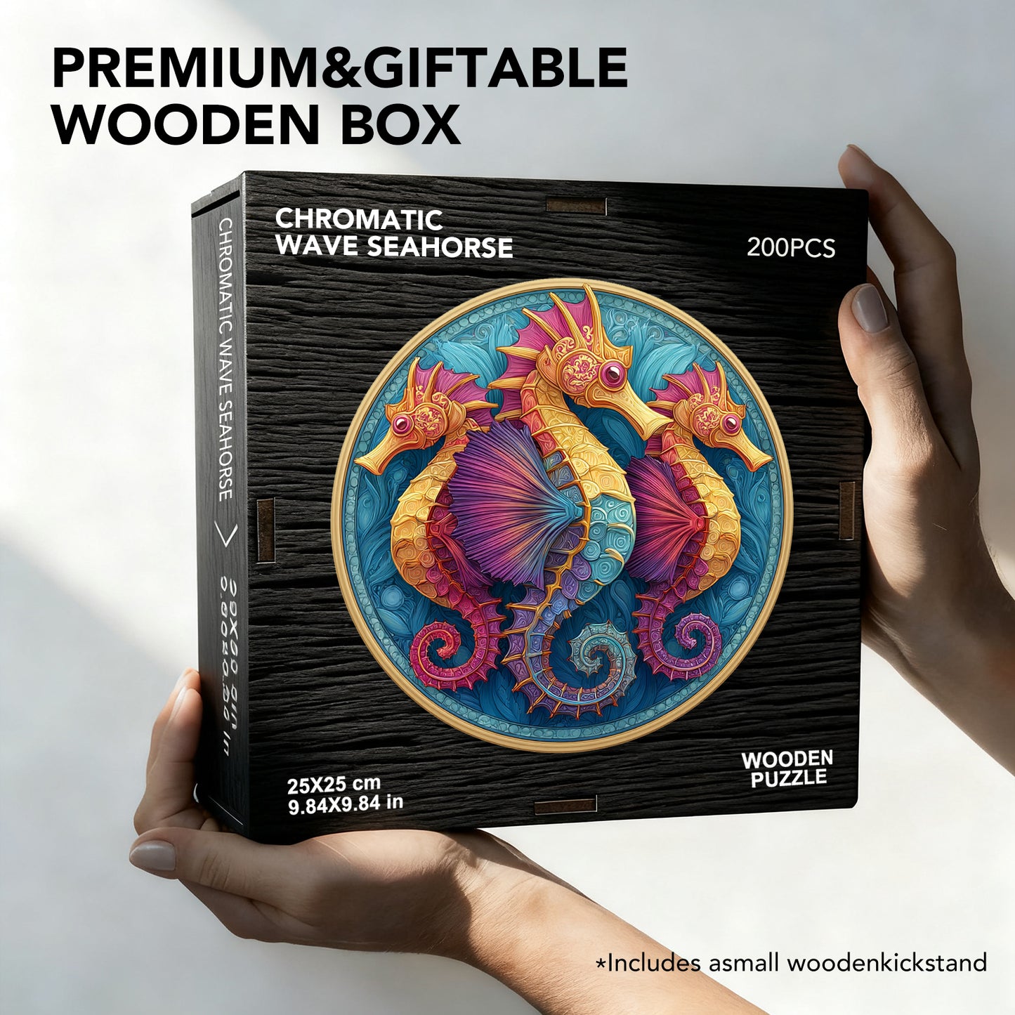 Rainbow Wave Seahorse Wooden Jigsaw Puzzle