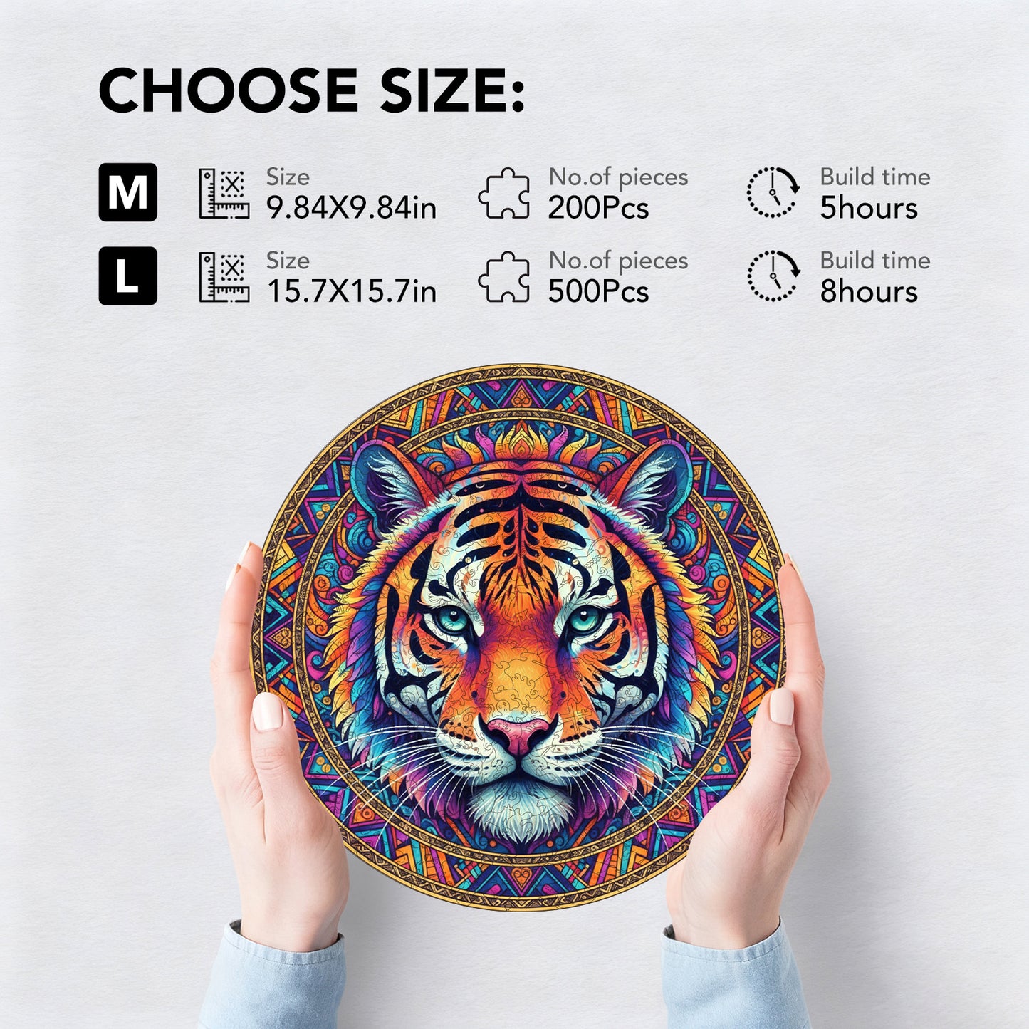 Colorful Tiger Totem Wooden Jigsaw Puzzle
