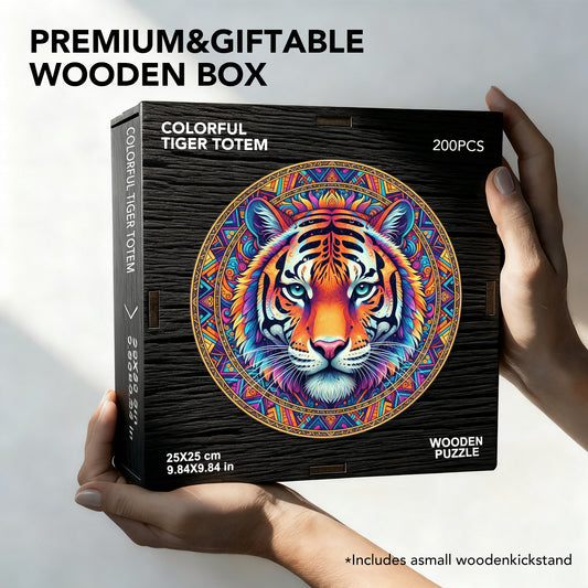Colorful Tiger Totem Wooden Jigsaw Puzzle
