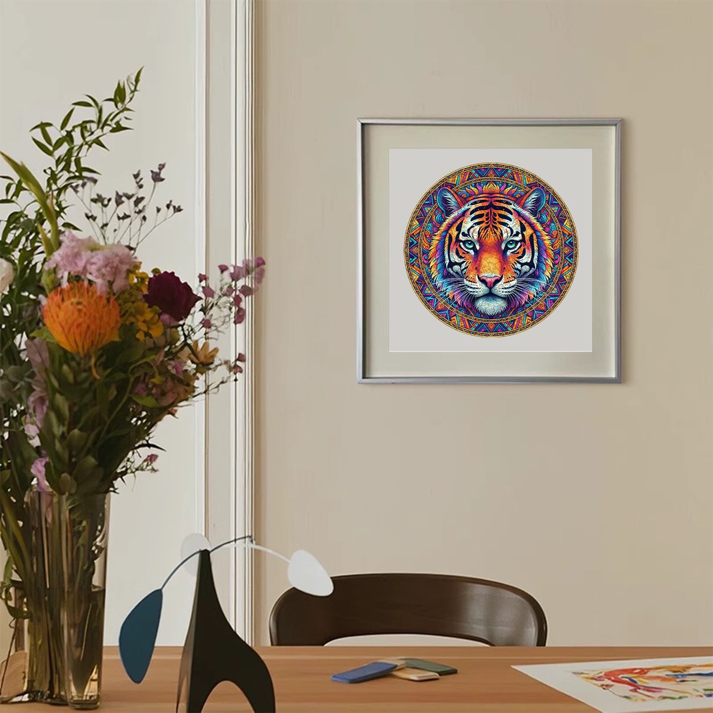 Colorful Tiger Totem Wooden Jigsaw Puzzle