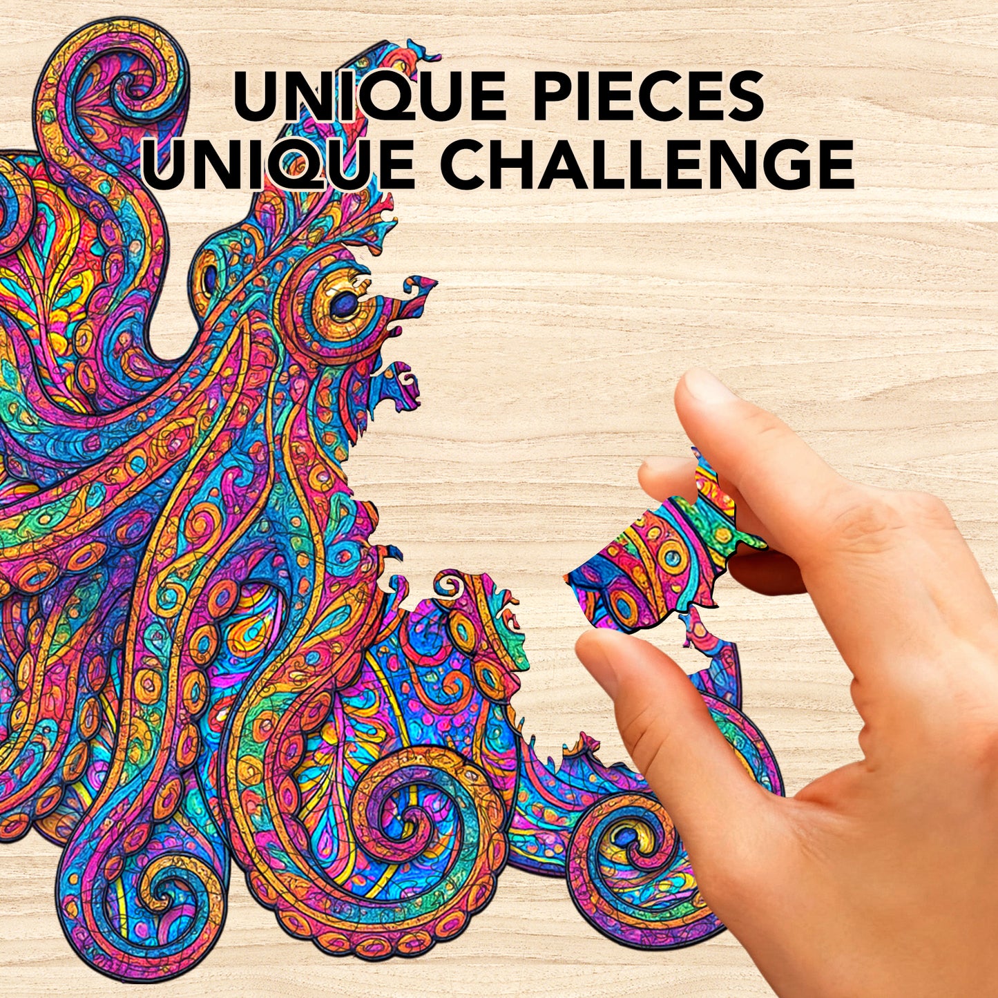 Psychedelic Octopus Wooden Jigsaw Puzzle