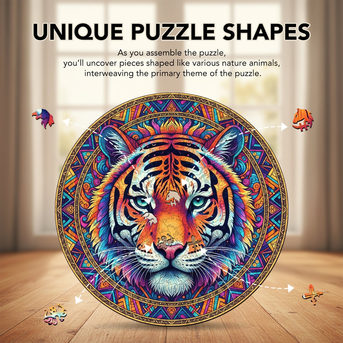 Colorful Tiger Totem Wooden Jigsaw Puzzle