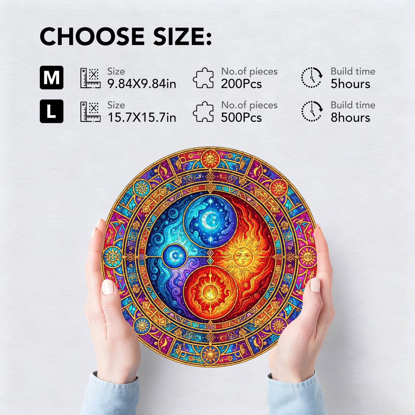 Sun-Moon Yin-Yang Wooden Jigsaw Puzzle