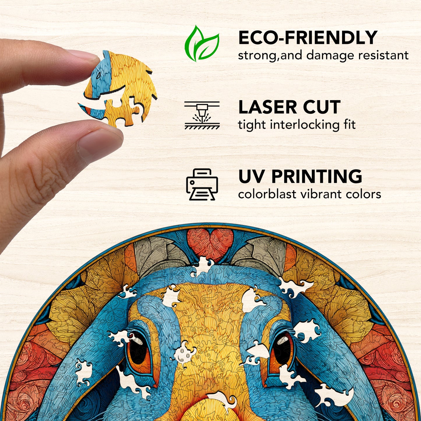 Blue Fluff's Cute Charm Wooden Jigsaw Puzzle