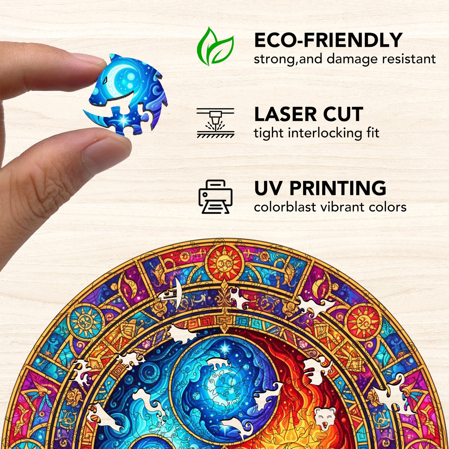 Sun-Moon Yin-Yang Wooden Jigsaw Puzzle