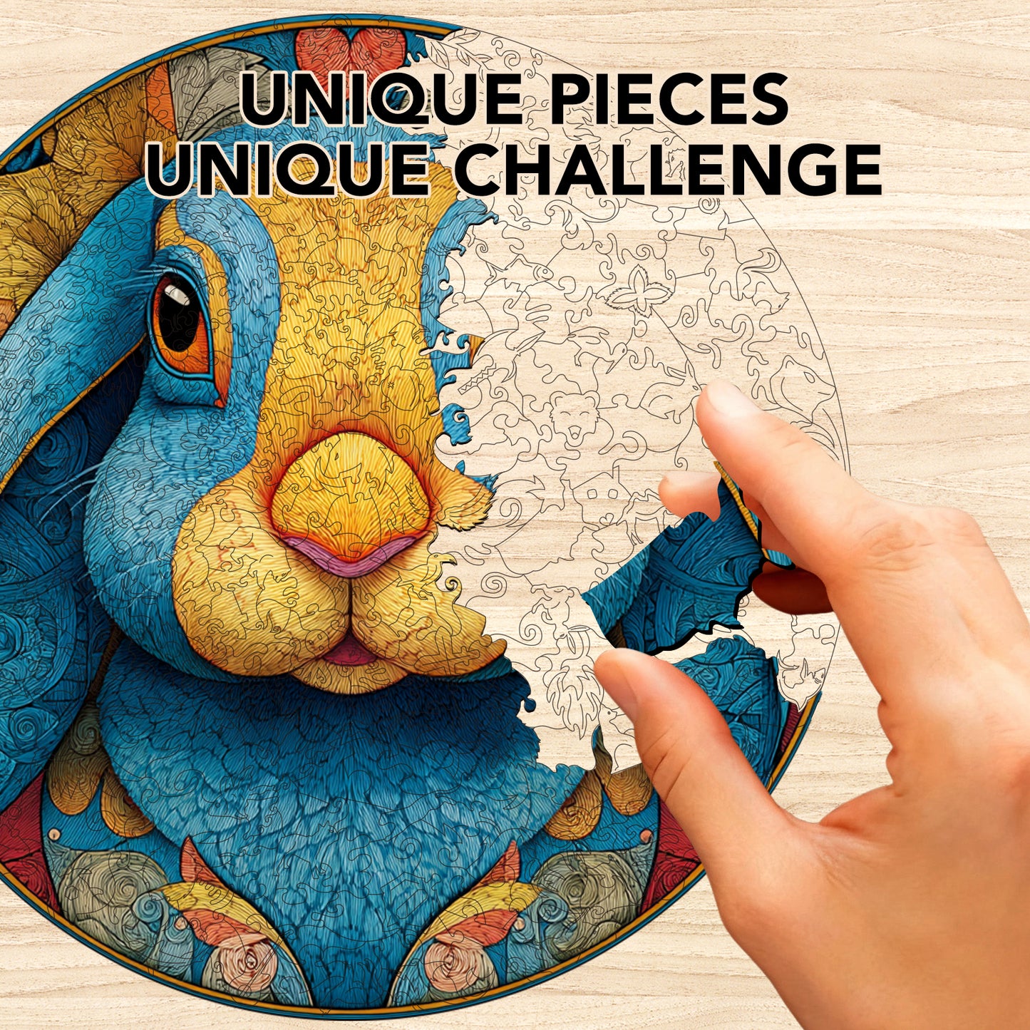 Blue Fluff's Cute Charm Wooden Jigsaw Puzzle