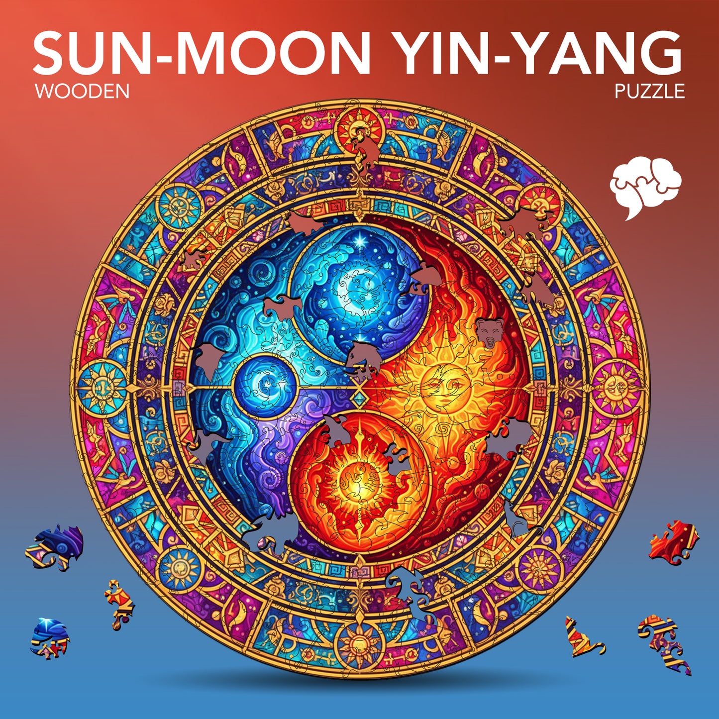 Sun-Moon Yin-Yang Wooden Jigsaw Puzzle