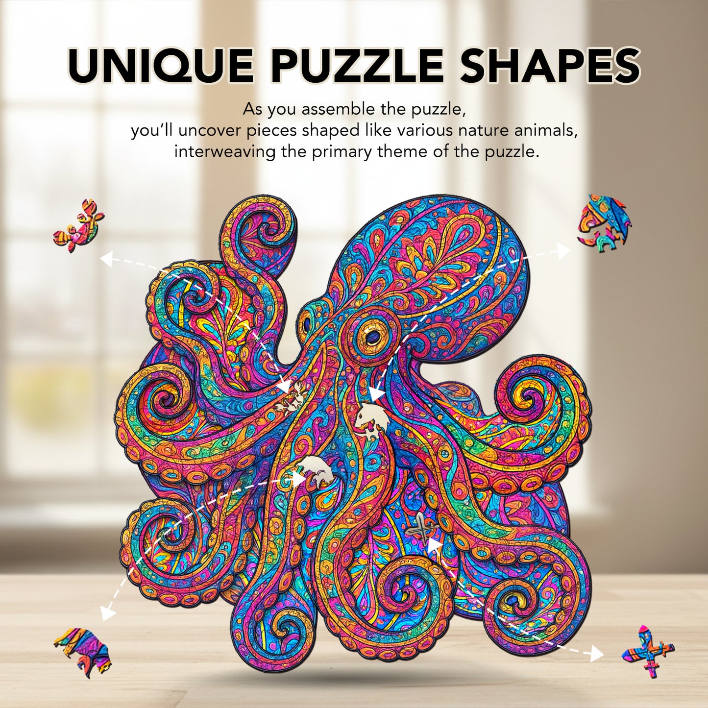 Psychedelic Octopus Wooden Jigsaw Puzzle