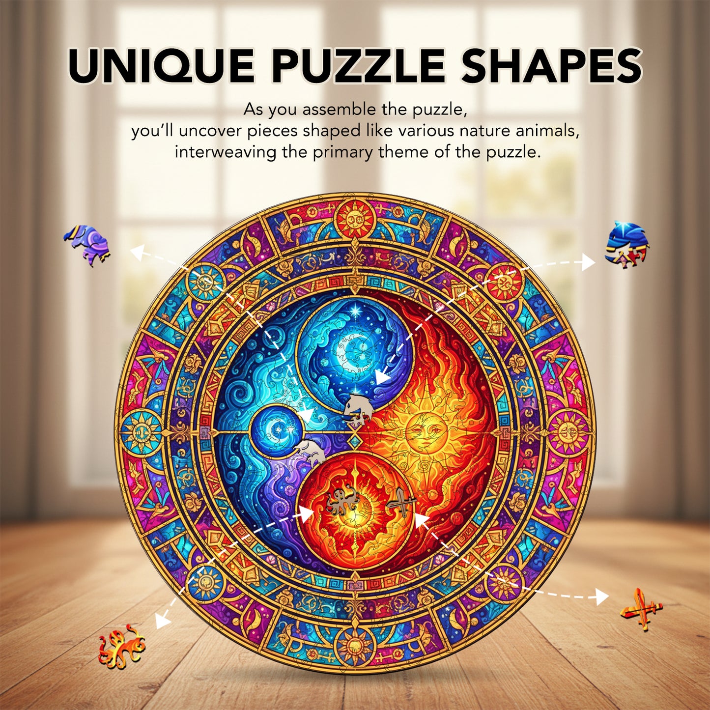 Sun-Moon Yin-Yang Wooden Jigsaw Puzzle