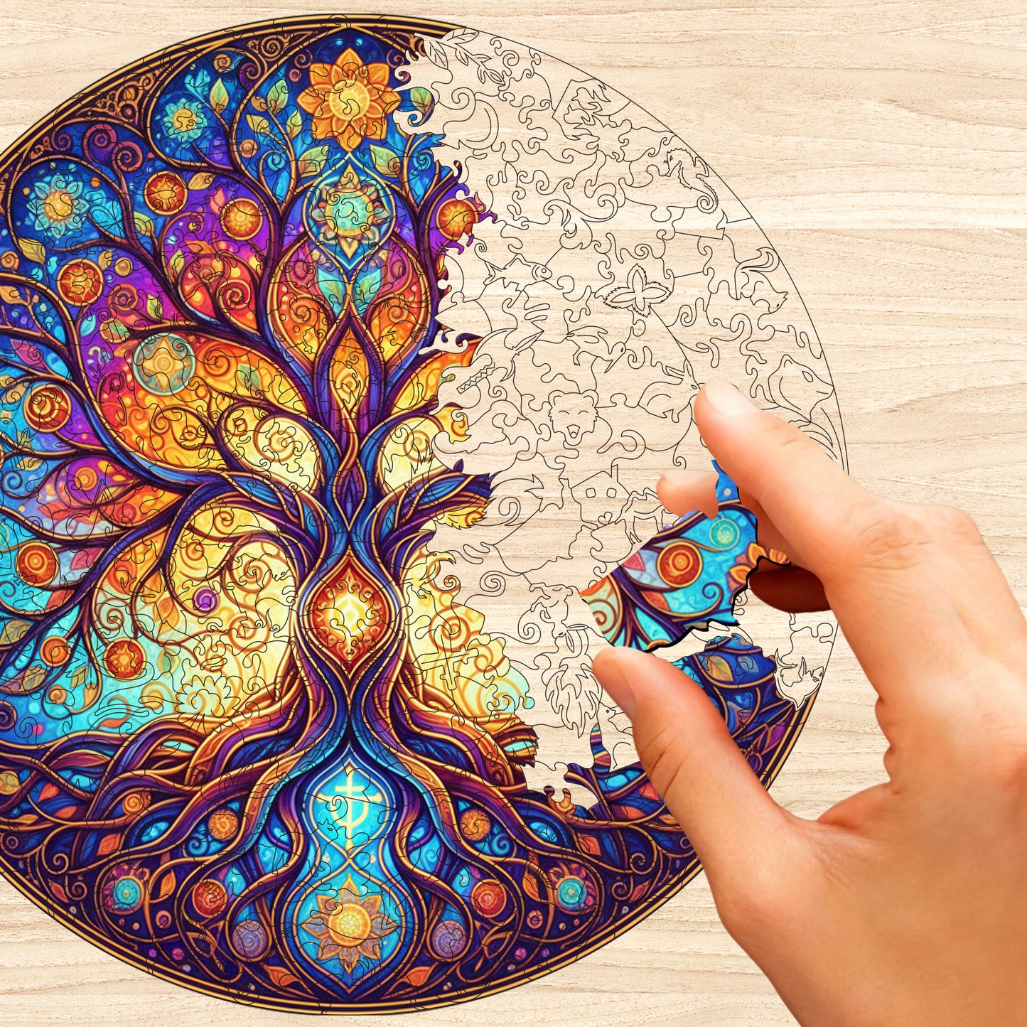 Spirit Tree Color Wheel Wooden Jigsaw Puzzle
