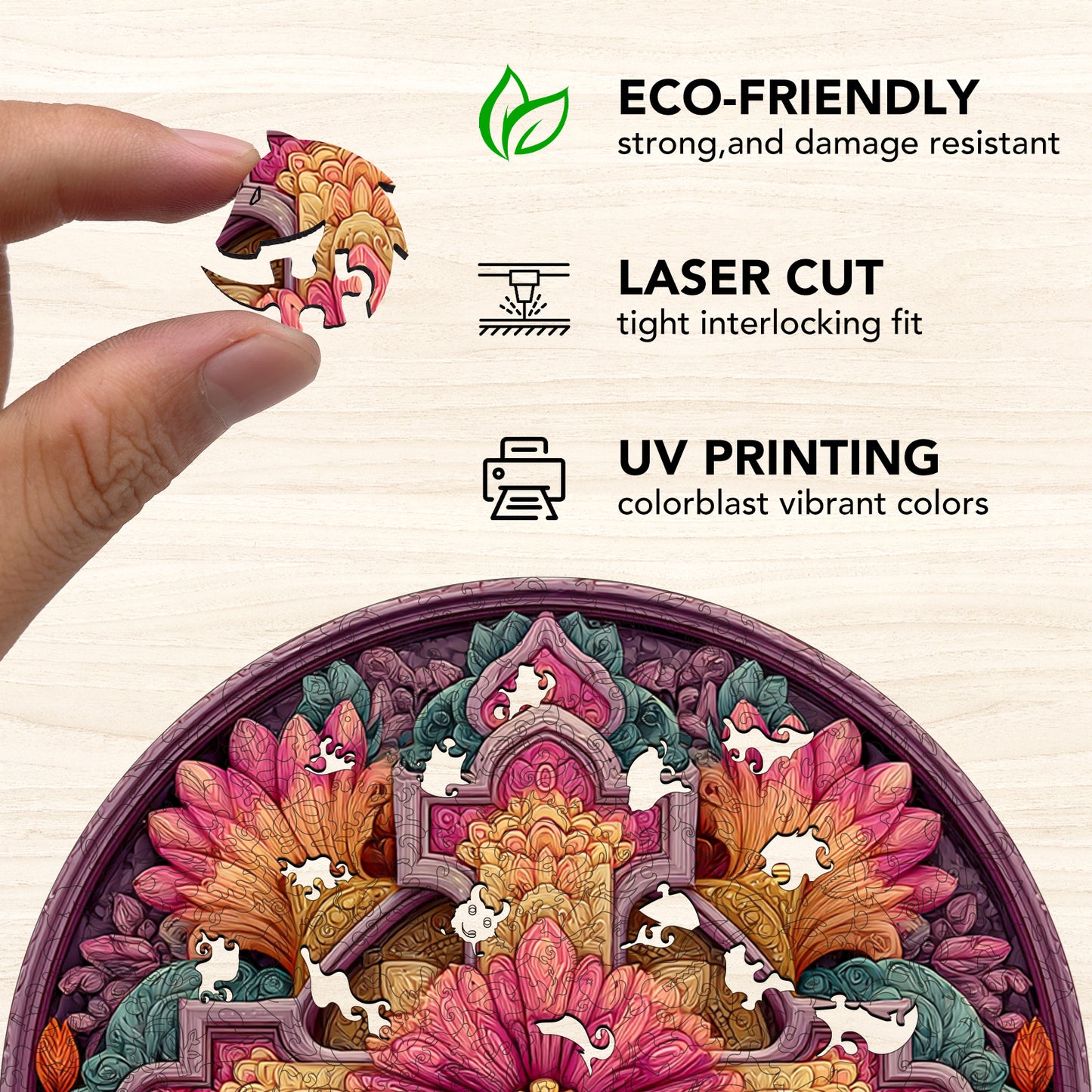 Blossom Sacred Pattern Wooden Jigsaw Puzzle