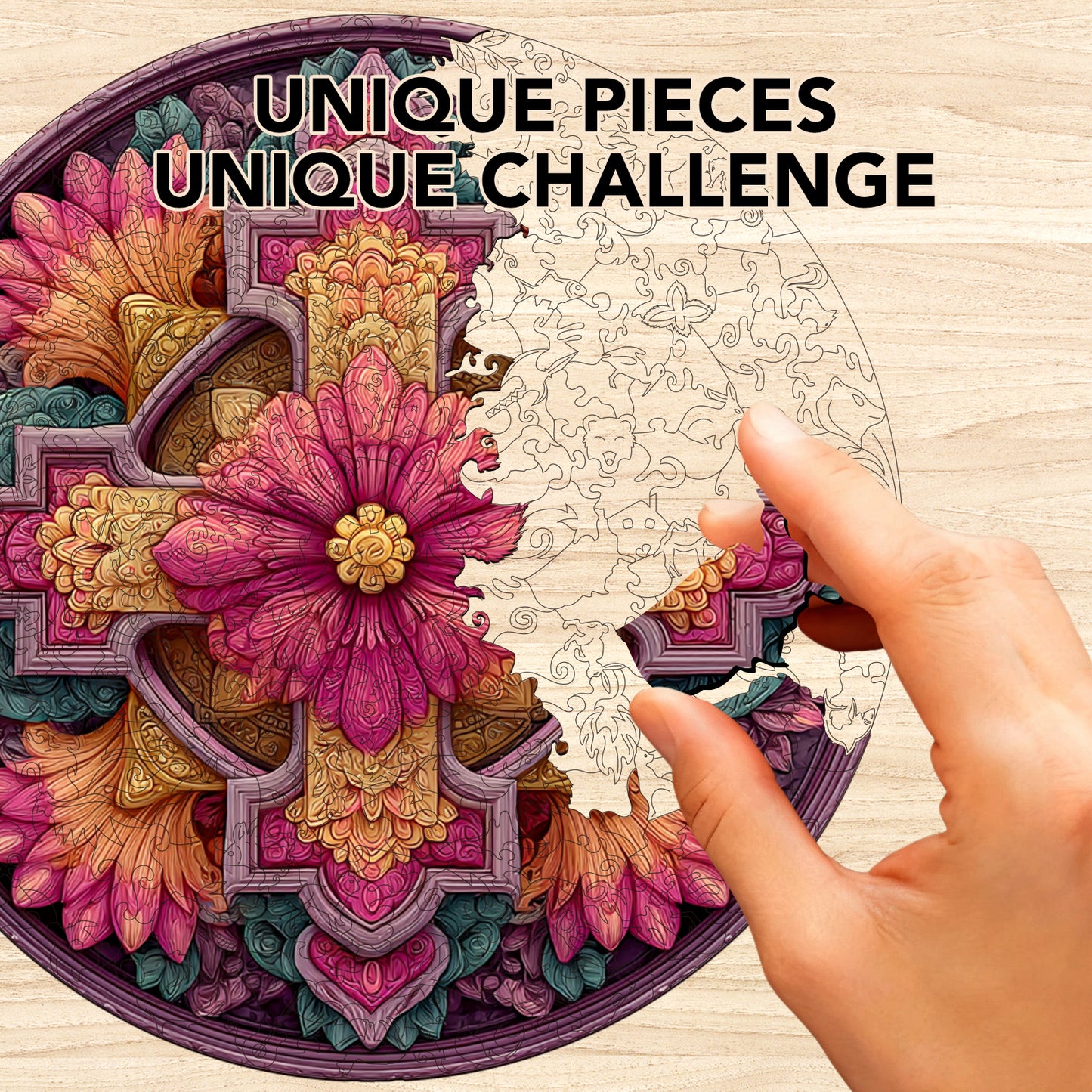 Blossom Sacred Pattern Wooden Jigsaw Puzzle