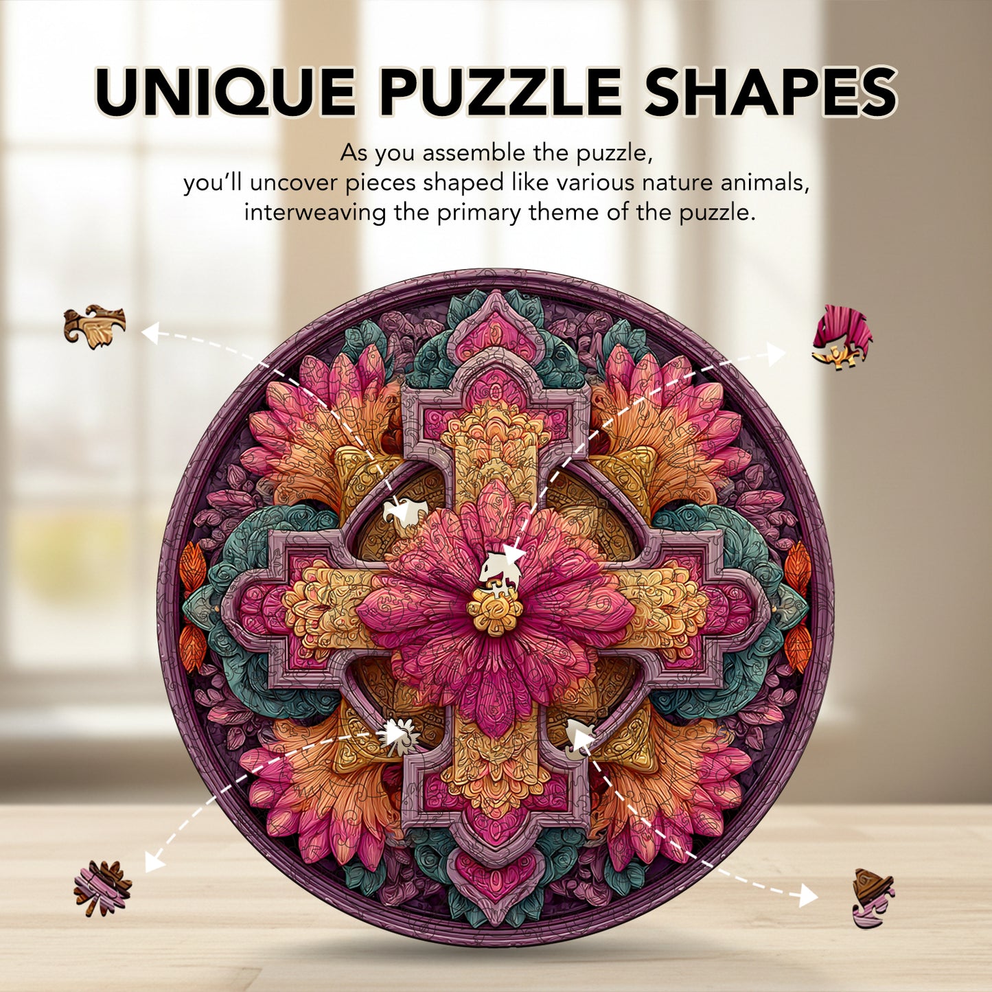 Blossom Sacred Pattern Wooden Jigsaw Puzzle