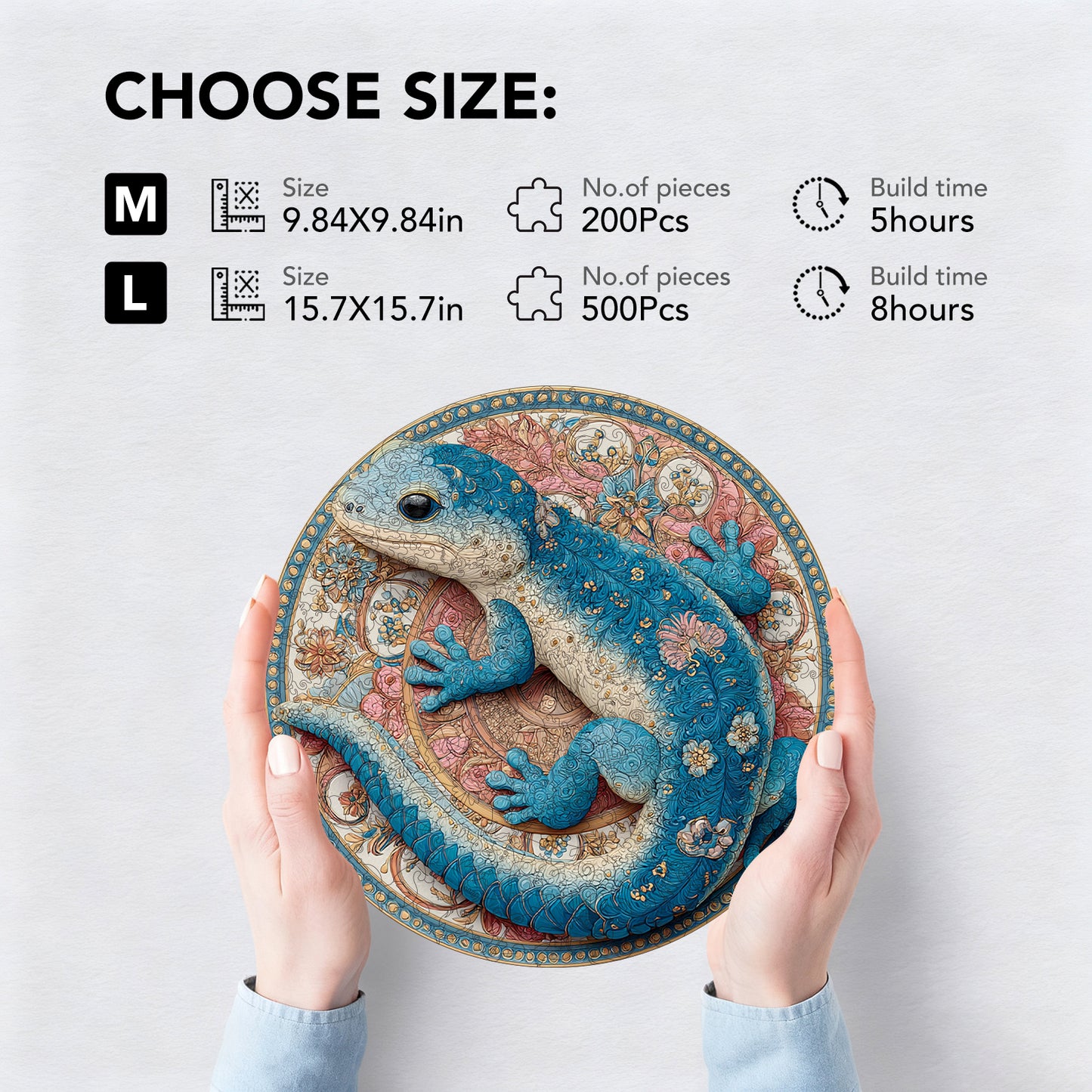 Blue Lizard Pattern Wooden Jigsaw Puzzle