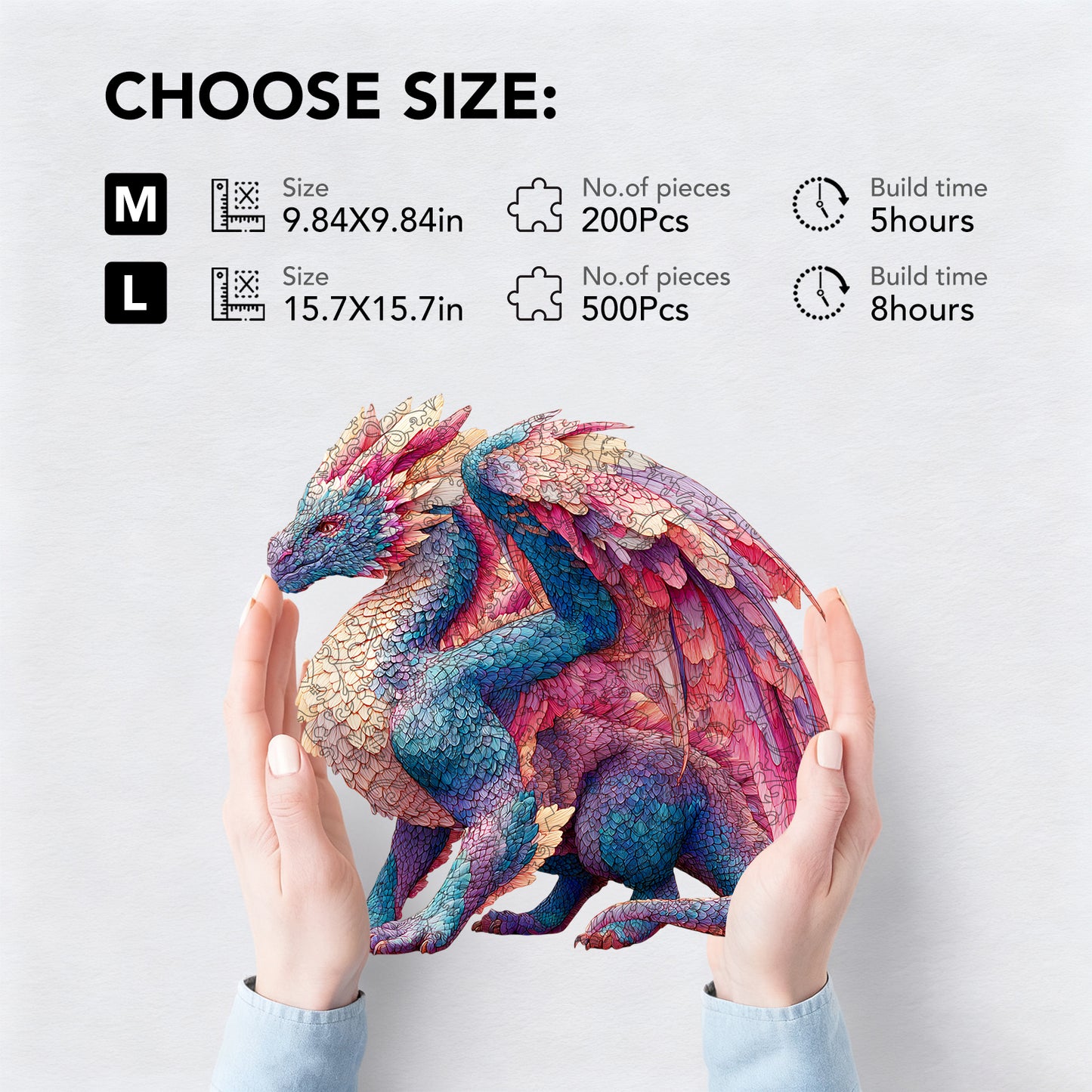 Dragon-Scale Color Wings Wooden Jigsaw Puzzle