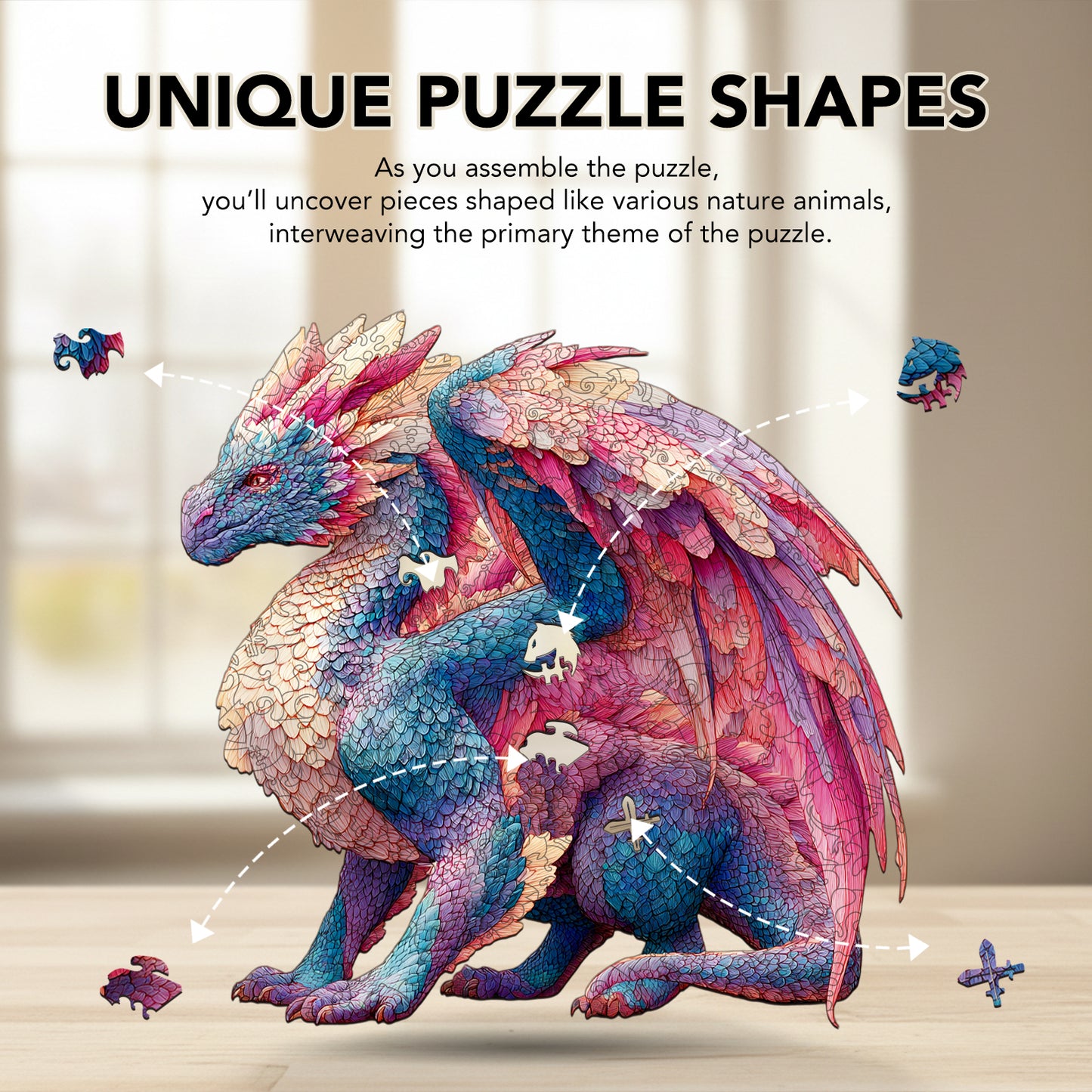 Dragon-Scale Color Wings Wooden Jigsaw Puzzle
