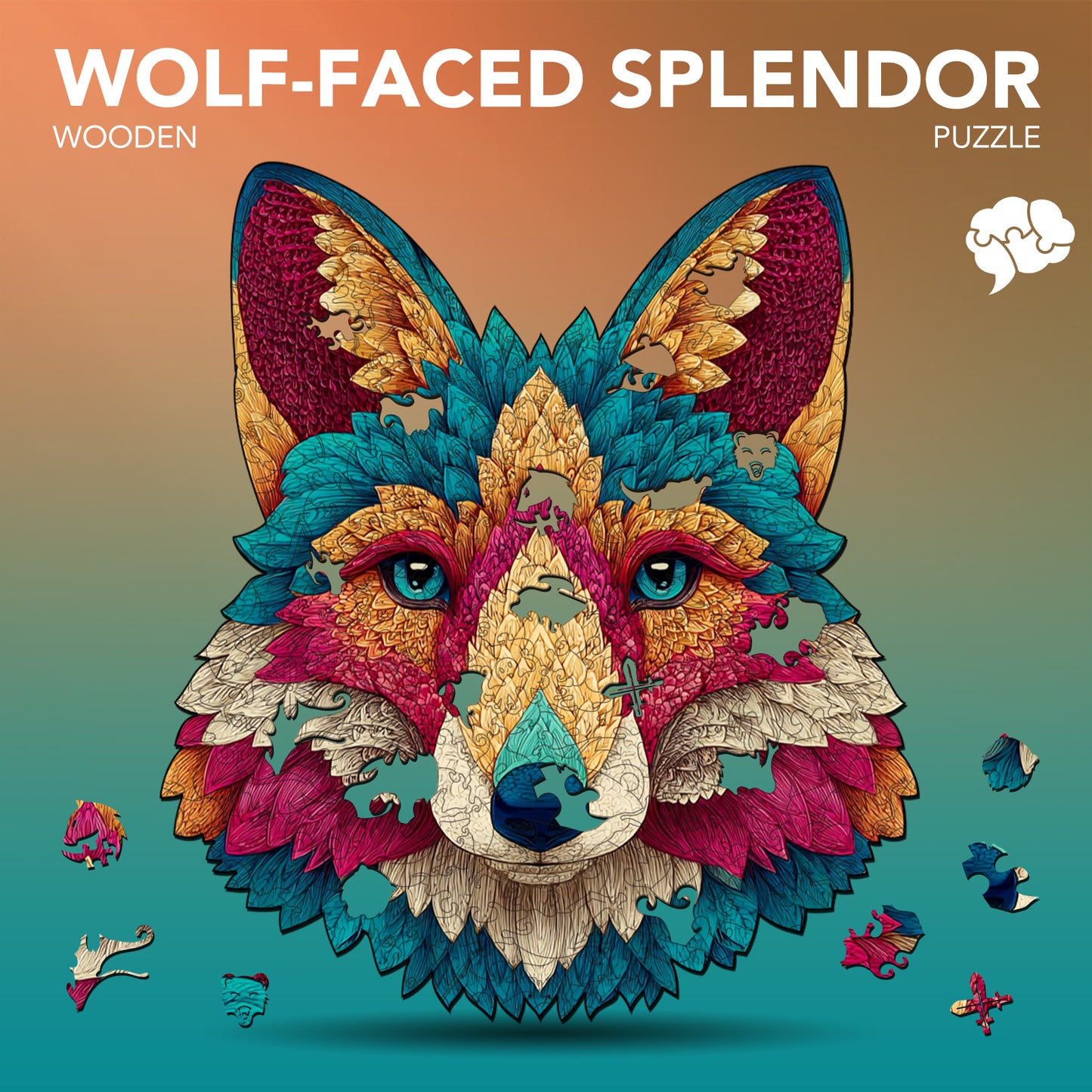 Wolf-Faced Splendor Wooden Jigsaw Puzzle