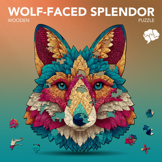 Wolf-Faced Splendor Wooden Jigsaw Puzzle