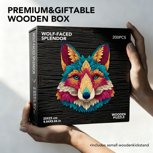 Wolf-Faced Splendor Wooden Jigsaw Puzzle
