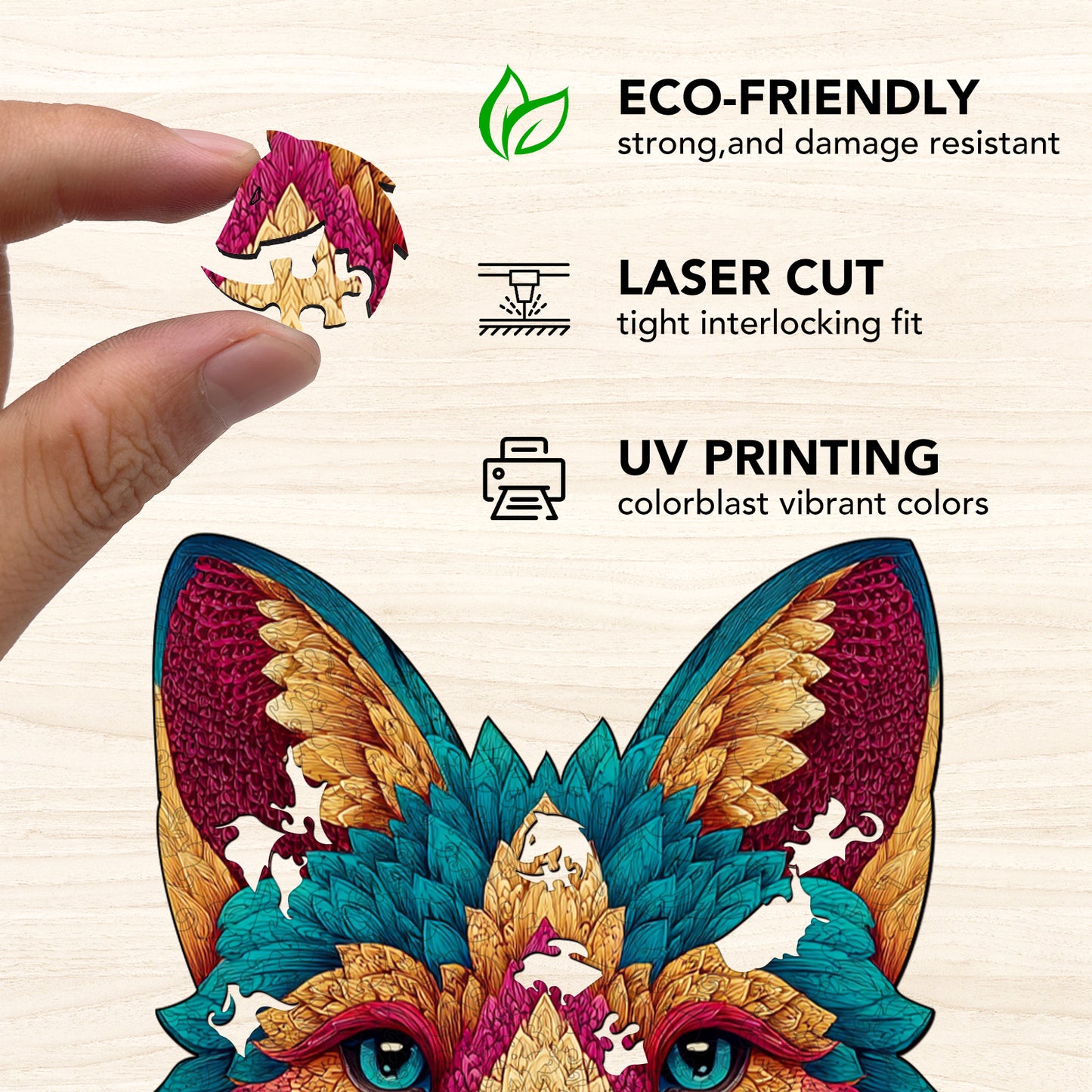 Wolf-Faced Splendor Wooden Jigsaw Puzzle