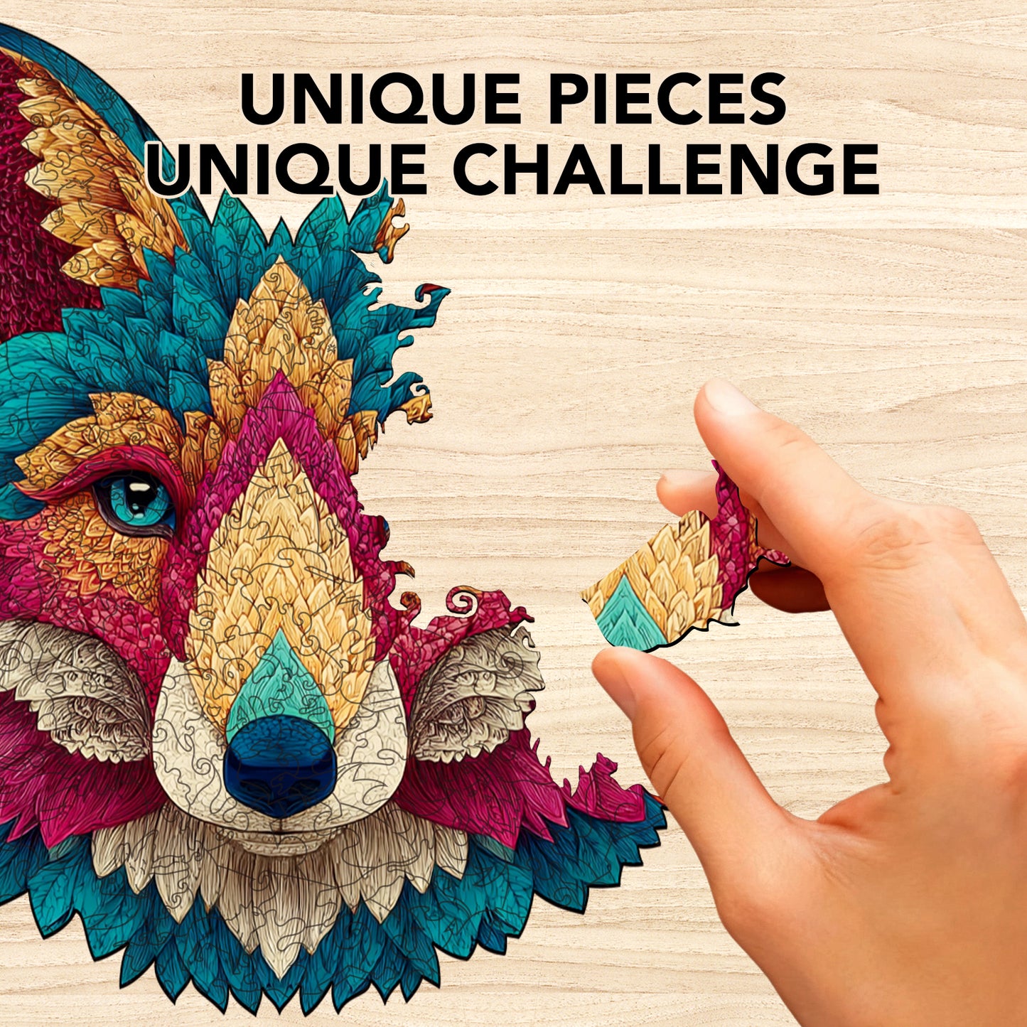 Wolf-Faced Splendor Wooden Jigsaw Puzzle