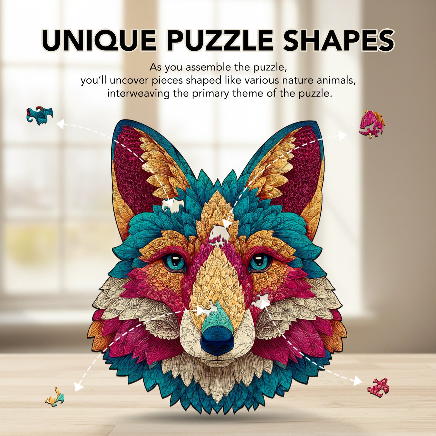 Wolf-Faced Splendor Wooden Jigsaw Puzzle