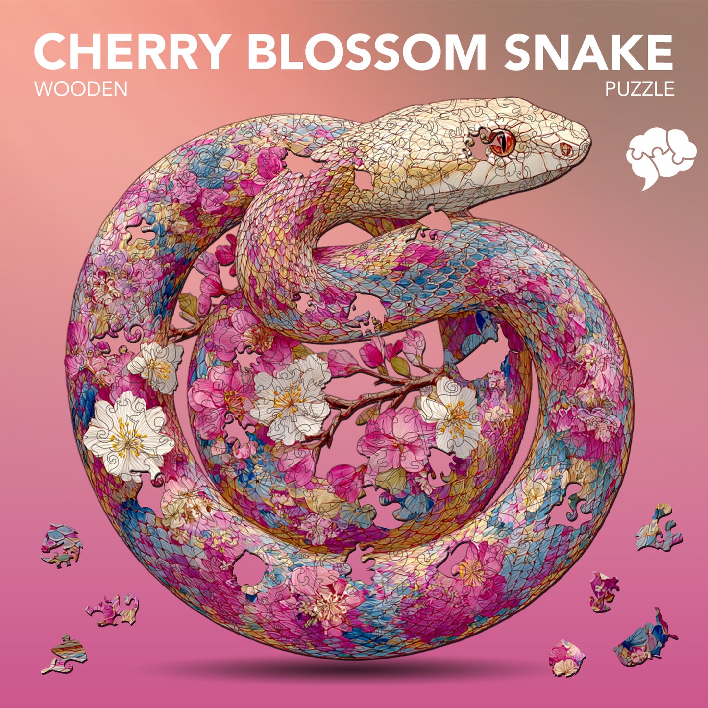 Cherry Blossom Snake Wooden Jigsaw Puzzle